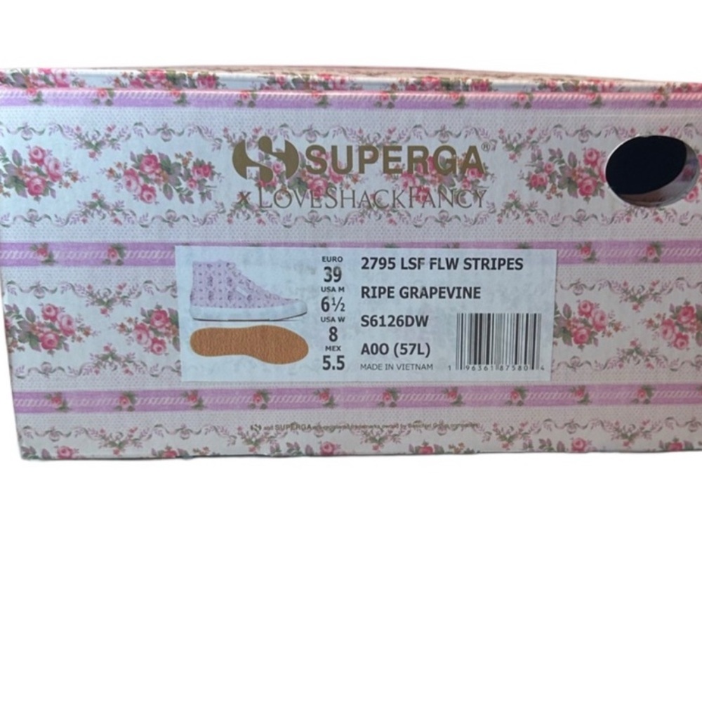 Superga x LoveShackFancy NWT - 2795
Floral Satin Ribbon Hightop - Ripe Grapevine - Picture 7 of 10